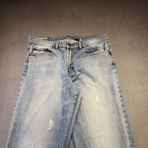 Buffalo David Bitton Mens 38x31 Ruffer Straight Stretch Blue Jeans Distressed - Picture 2 of 11